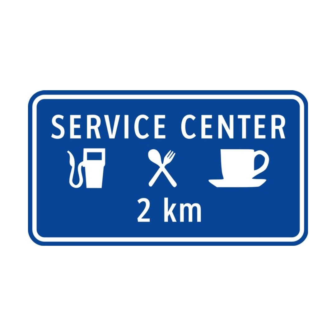 Service Sign (with Name of Service, Symbols, and Distance)